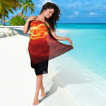 Red And Blue Lightning Print Beach Sarong Wrap