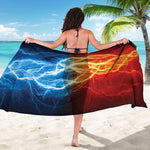 Red And Blue Lightning Print Beach Sarong Wrap