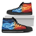 Red And Blue Lightning Print Black High Top Sneakers