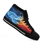 Red And Blue Lightning Print Black High Top Shoes