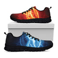 Red And Blue Lightning Print Black Running Shoes