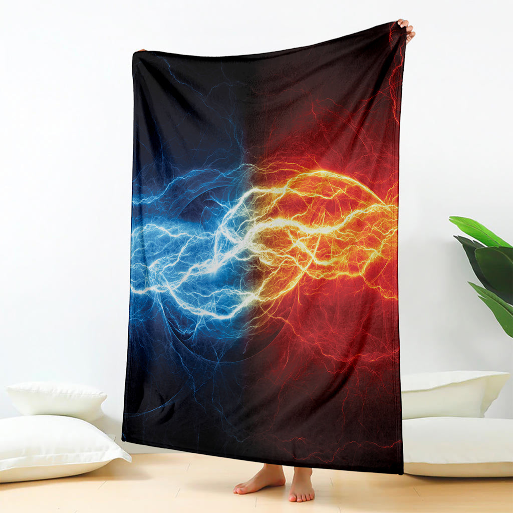 Red And Blue Lightning Print Blanket