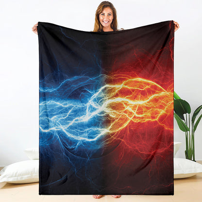 Red And Blue Lightning Print Blanket