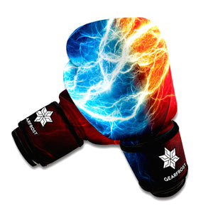 Red And Blue Lightning Print Boxing Gloves