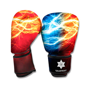 Red And Blue Lightning Print Boxing Gloves