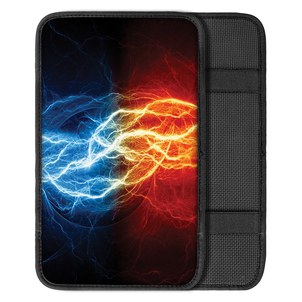 Red And Blue Lightning Print Car Center Console Cover