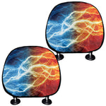 Red And Blue Lightning Print Car Headrest Covers