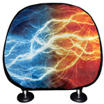 Red And Blue Lightning Print Car Headrest Covers
