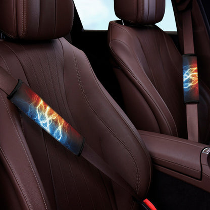 Red And Blue Lightning Print Car Seat Belt Covers