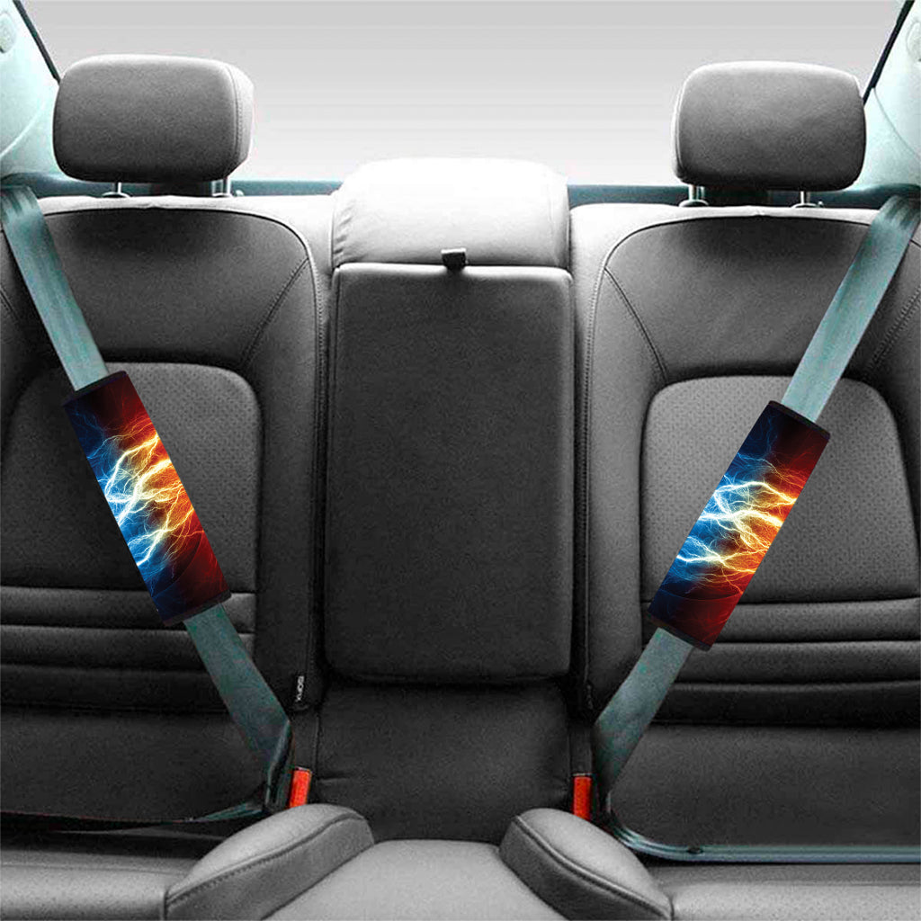 Red And Blue Lightning Print Car Seat Belt Covers
