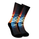 Red And Blue Lightning Print Crew Socks