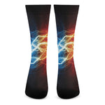 Red And Blue Lightning Print Crew Socks