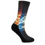 Red And Blue Lightning Print Crew Socks