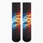 Red And Blue Lightning Print Crew Socks