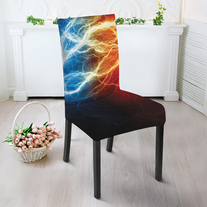 Red And Blue Lightning Print Dining Chair Slipcover