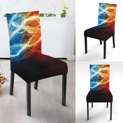 Red And Blue Lightning Print Dining Chair Slipcover
