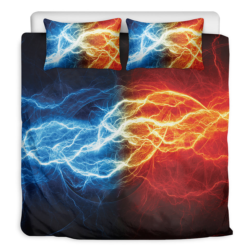Red And Blue Lightning Print Duvet Cover Bedding Set