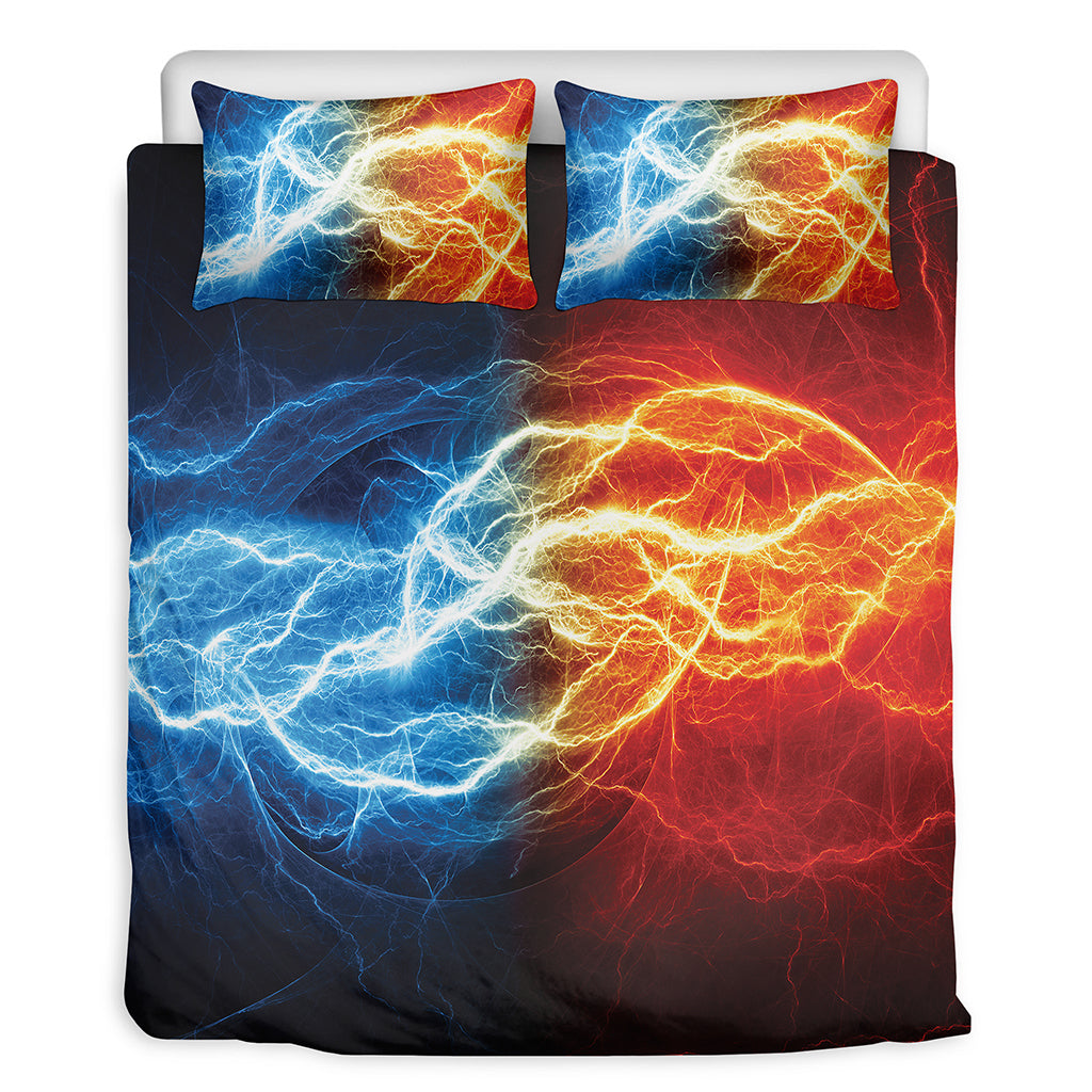 Red And Blue Lightning Print Duvet Cover Bedding Set