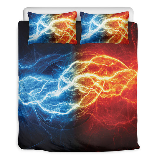 Red And Blue Lightning Print Duvet Cover Bedding Set