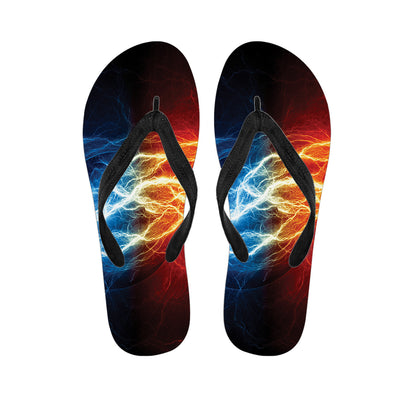 Red And Blue Lightning Print Flip Flops