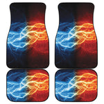 Red And Blue Lightning Print Front and Back Car Floor Mats