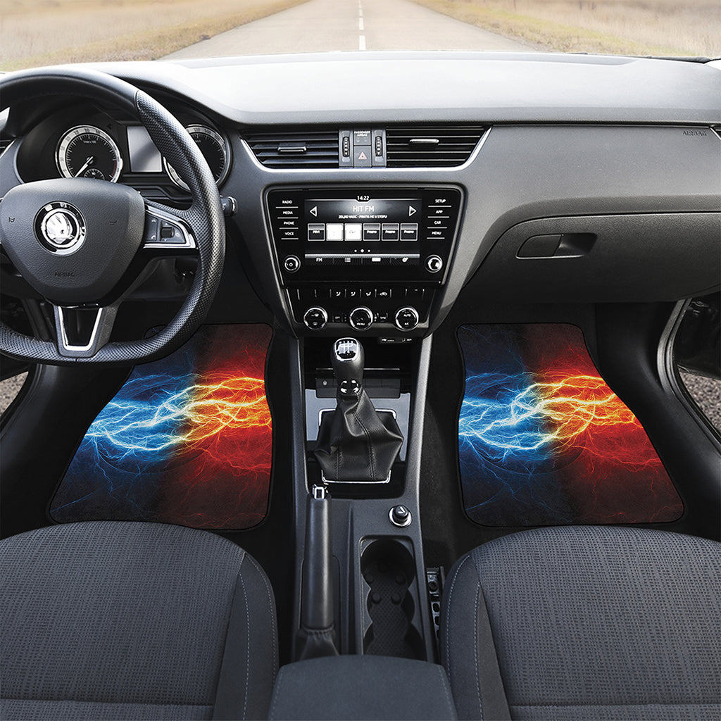Red And Blue Lightning Print Front and Back Car Floor Mats