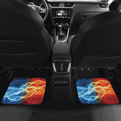Red And Blue Lightning Print Front and Back Car Floor Mats