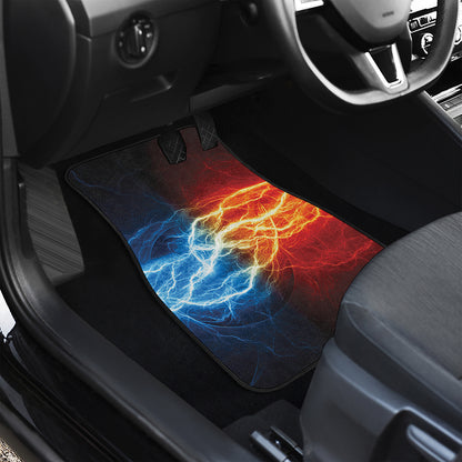 Red And Blue Lightning Print Front and Back Car Floor Mats