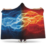 Red And Blue Lightning Print Hooded Blanket