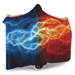 Red And Blue Lightning Print Hooded Blanket