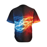 Red And Blue Lightning Print Men's Baseball Jersey