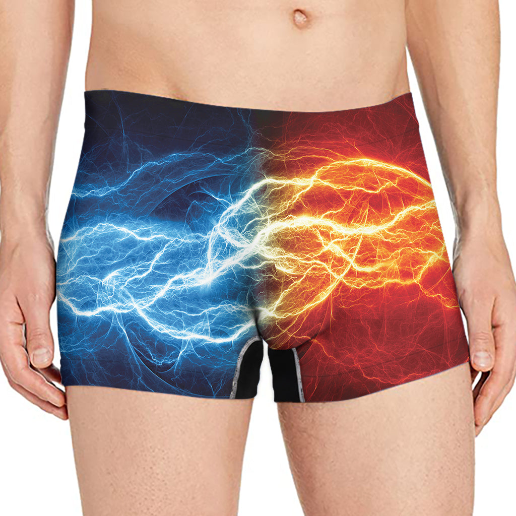 Red And Blue Lightning Print Men's Boxer Briefs