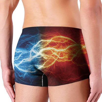 Red And Blue Lightning Print Men's Boxer Briefs