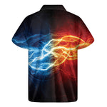 Red And Blue Lightning Print Men's Short Sleeve Shirt