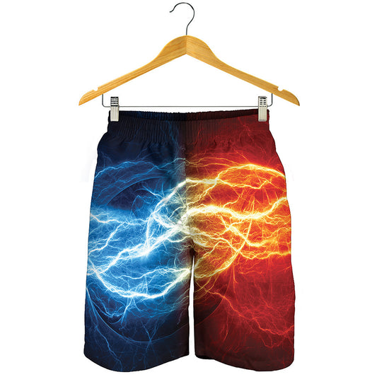 Red And Blue Lightning Print Men's Shorts