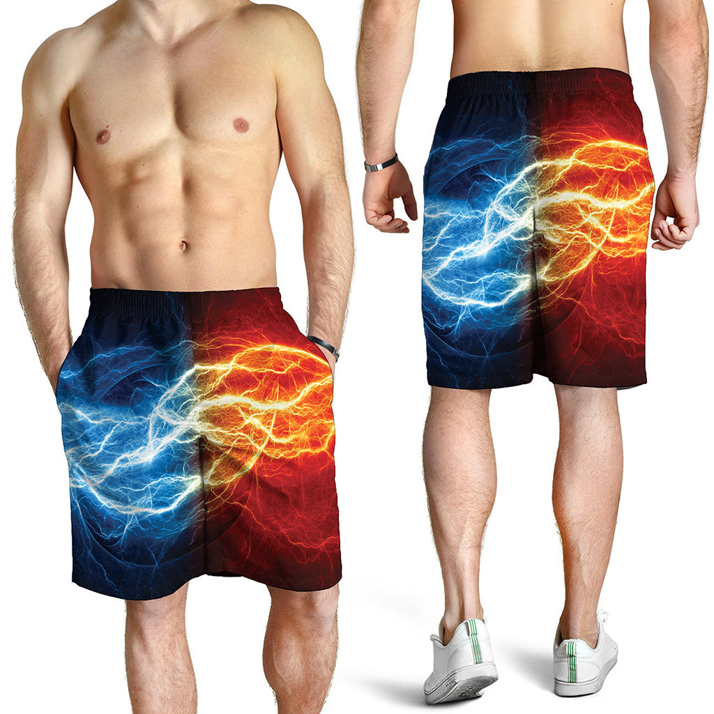 Red And Blue Lightning Print Men's Shorts