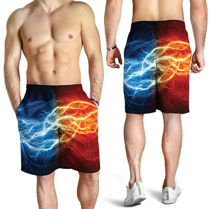 Red And Blue Lightning Print Men's Shorts