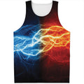 Red And Blue Lightning Print Men's Tank Top