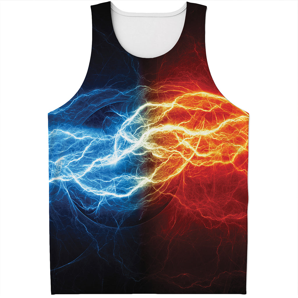 Red And Blue Lightning Print Men's Tank Top