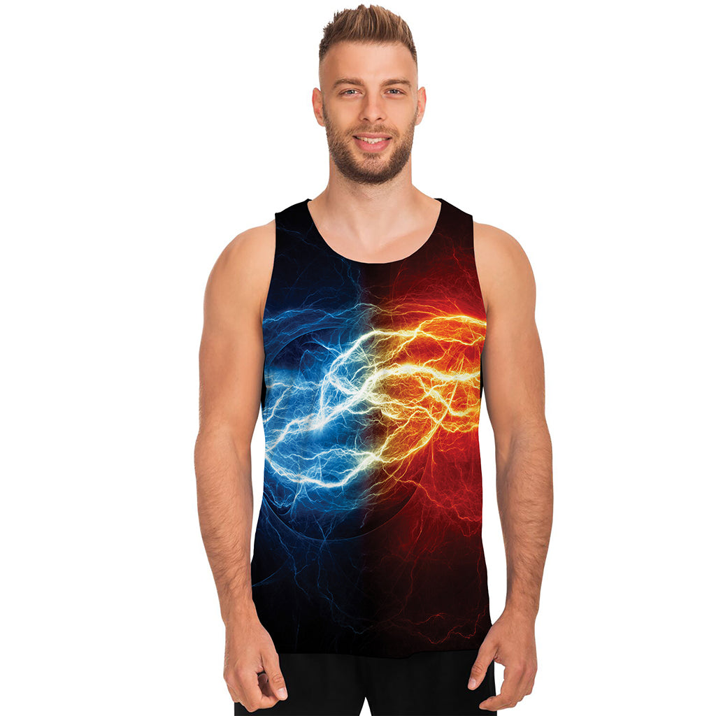 Red And Blue Lightning Print Men's Tank Top