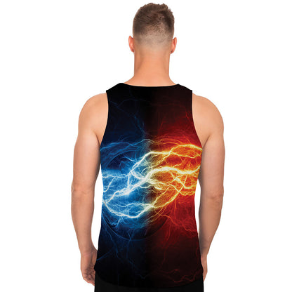 Red And Blue Lightning Print Men's Tank Top