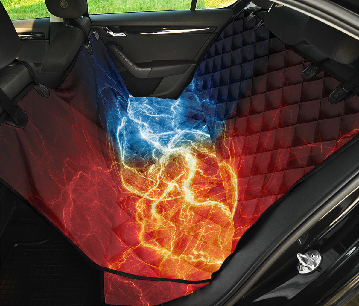 Red And Blue Lightning Print Pet Car Back Seat Cover