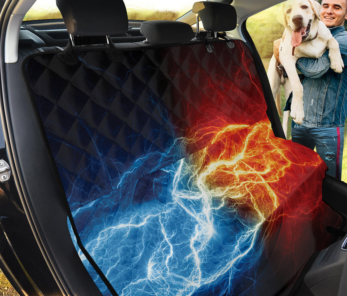 Red And Blue Lightning Print Pet Car Back Seat Cover