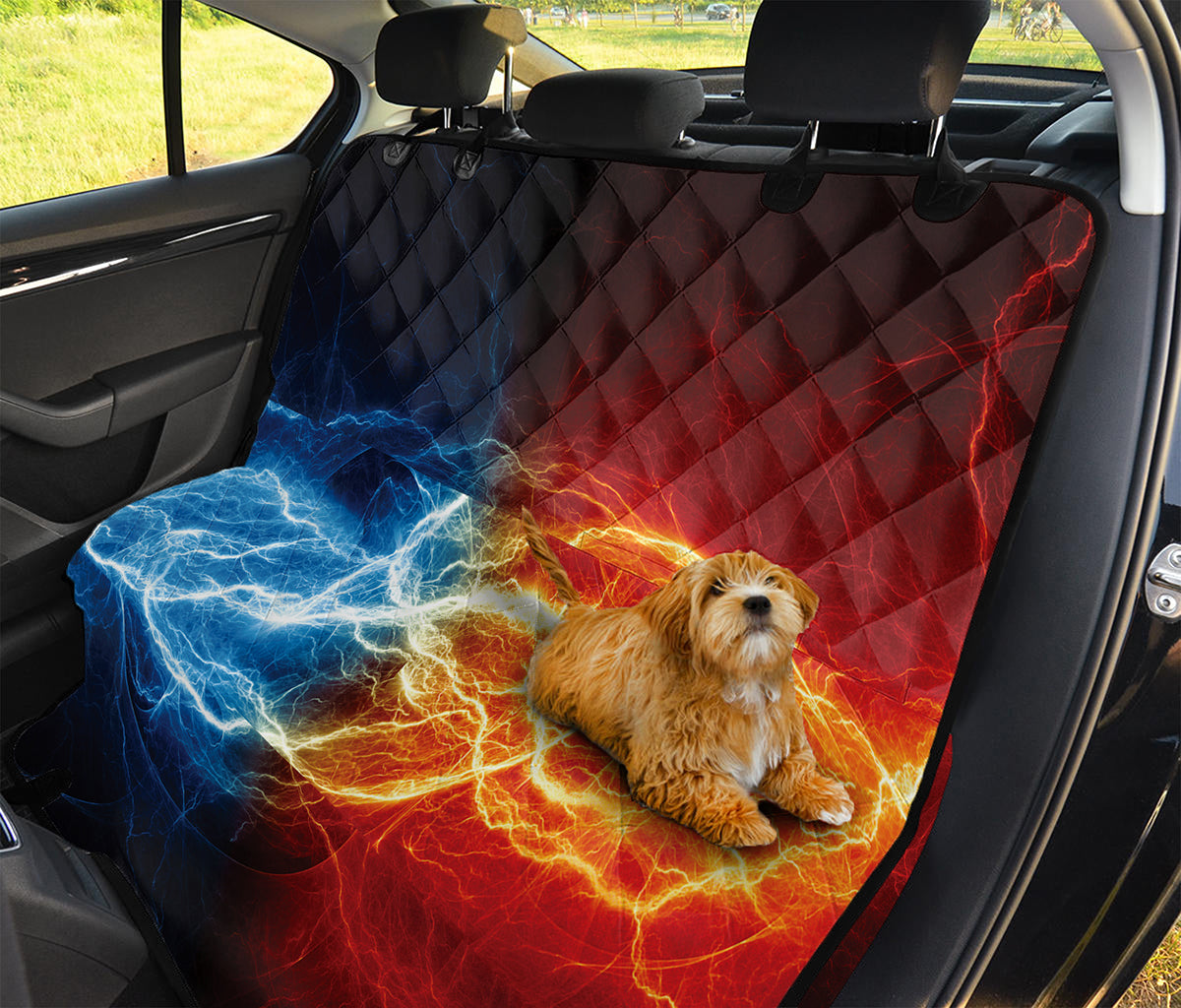 Red And Blue Lightning Print Pet Car Back Seat Cover