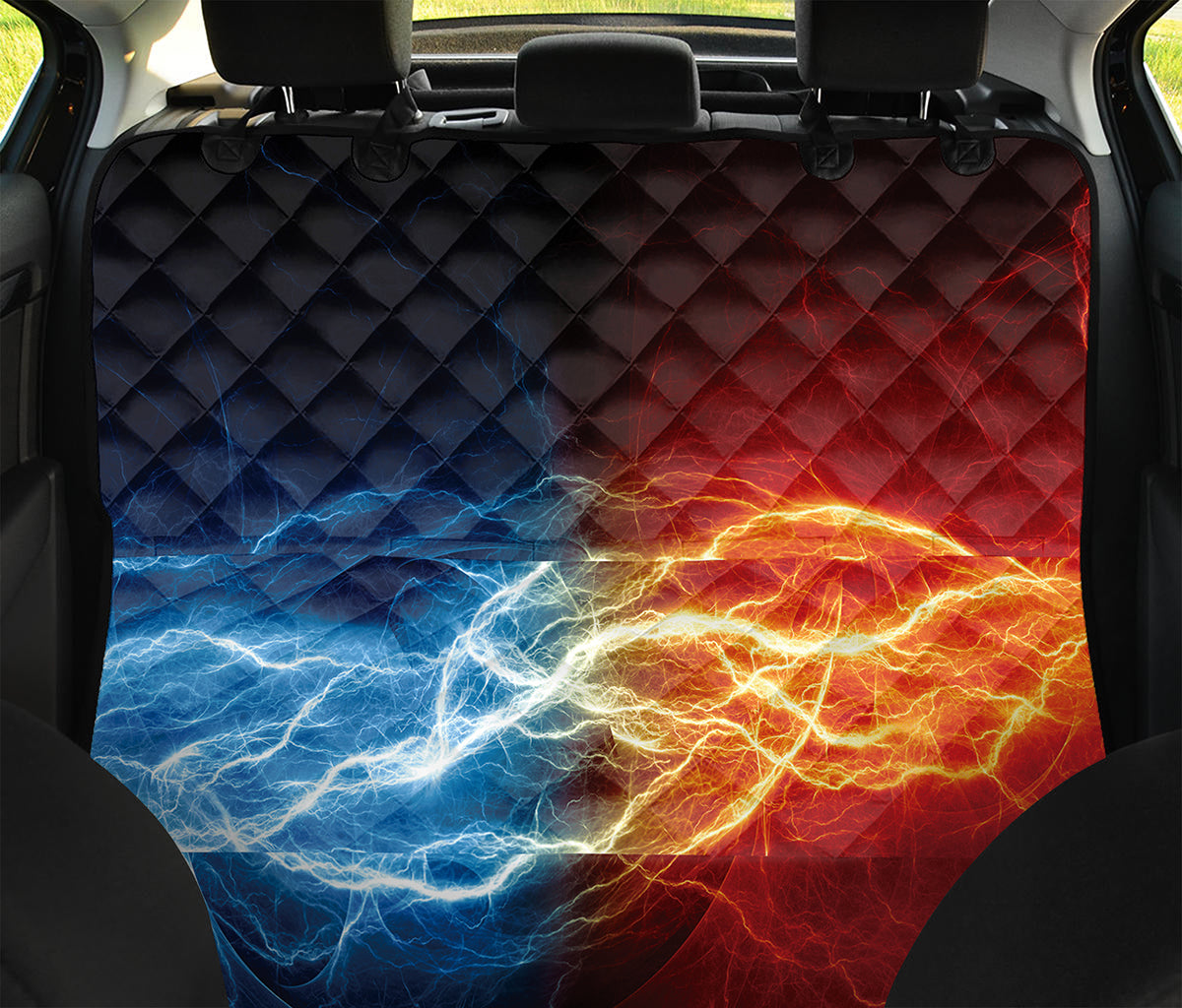 Red And Blue Lightning Print Pet Car Back Seat Cover