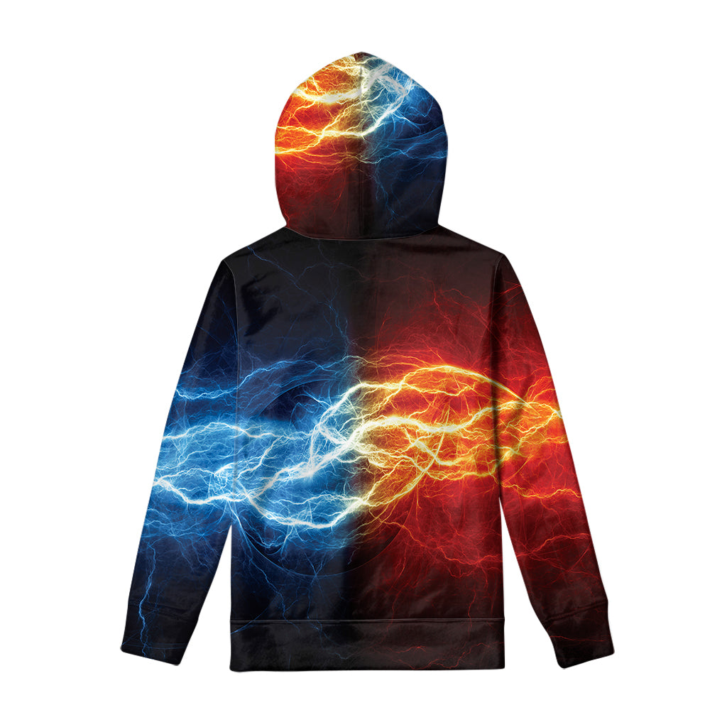 Red And Blue Lightning Print Pullover Hoodie