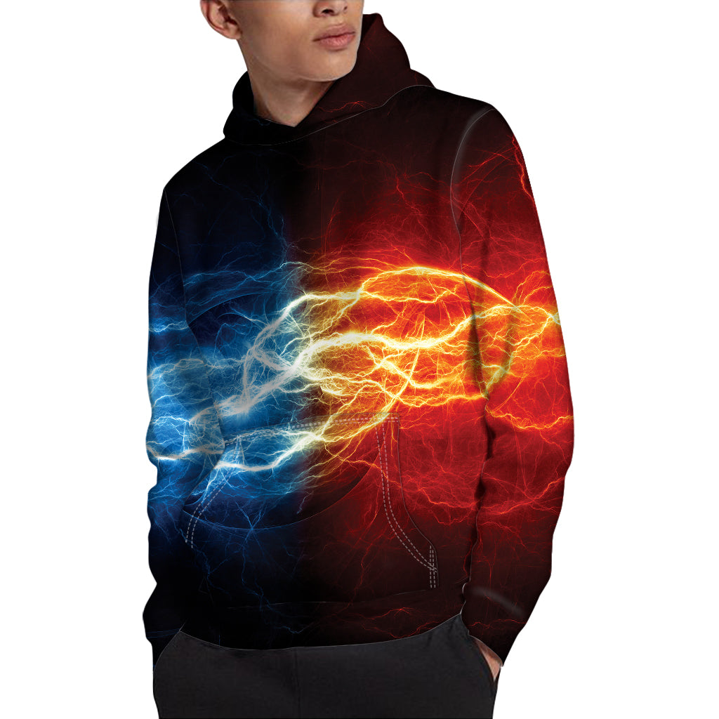 Red And Blue Lightning Print Pullover Hoodie