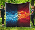 Red And Blue Lightning Print Quilt