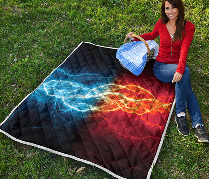 Red And Blue Lightning Print Quilt