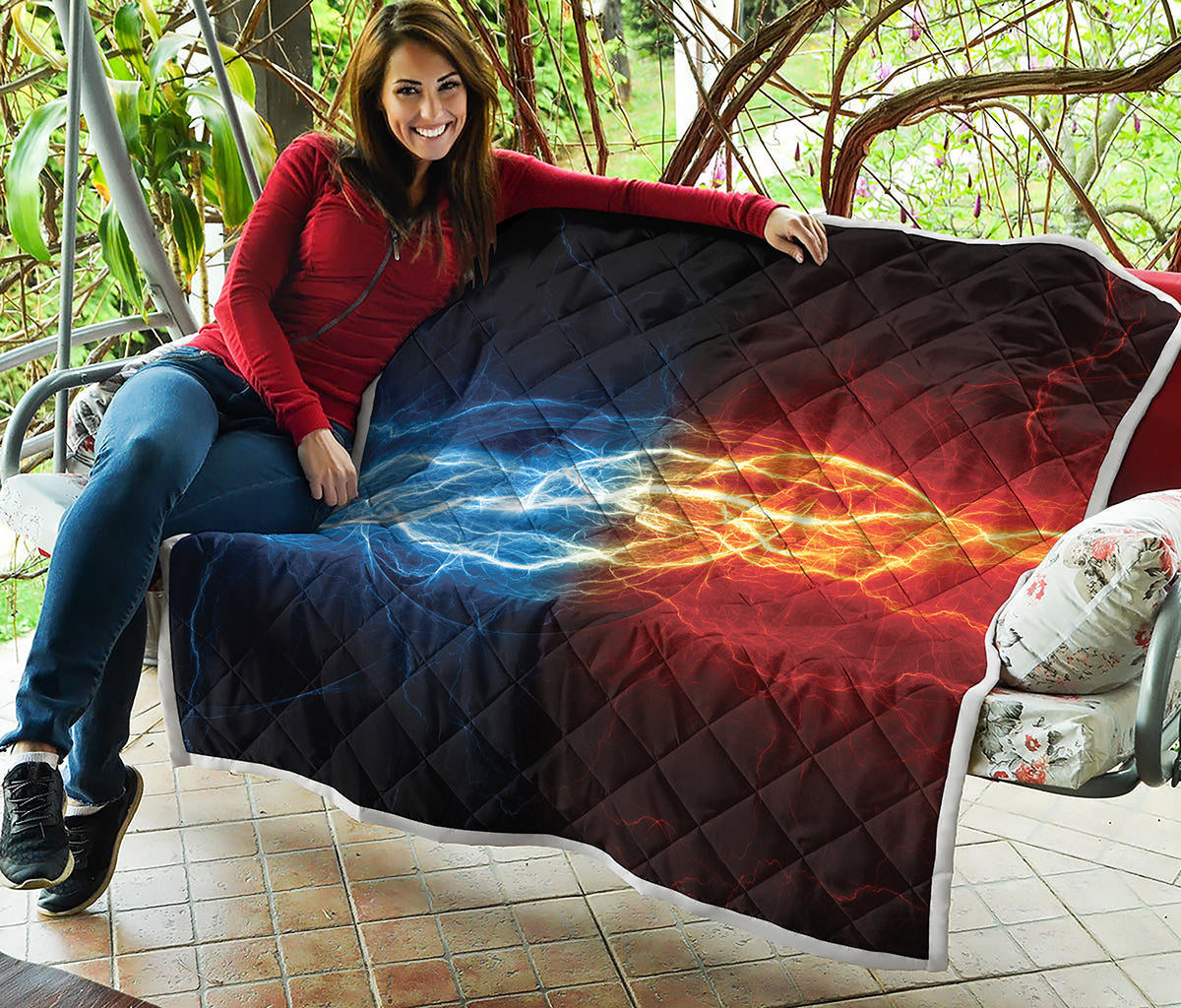 Red And Blue Lightning Print Quilt